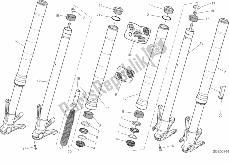 Tutte le parti per il Forcella Anteriore del Ducati Monster 821 USA 2016